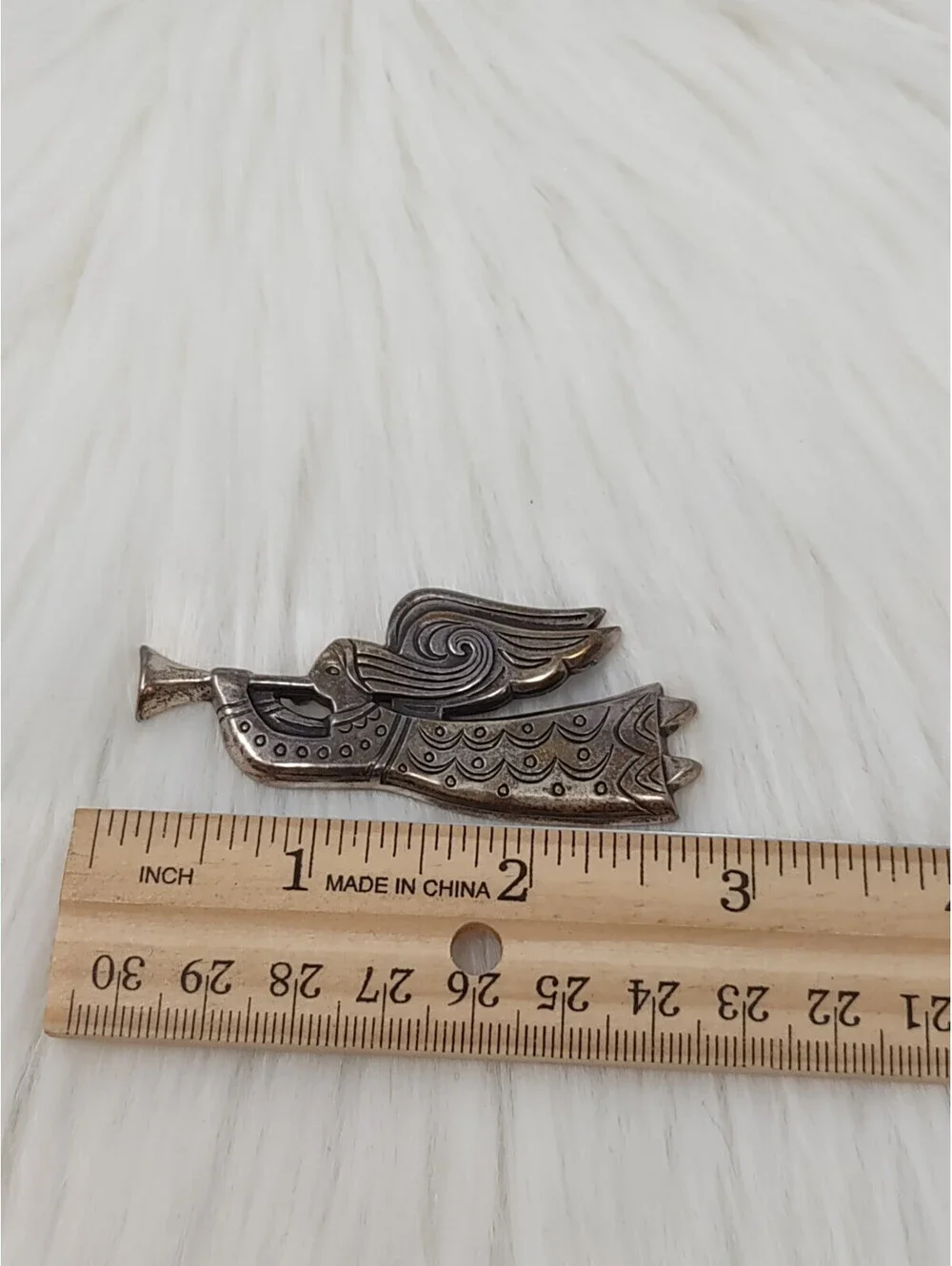 Retired James Avery Sterling Silver Angel Trumpet Brooch Pin